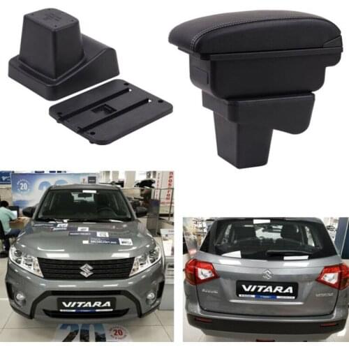 For Suzuki Vitara Armrest box central Store content box with cup holder ashtray with USB interface