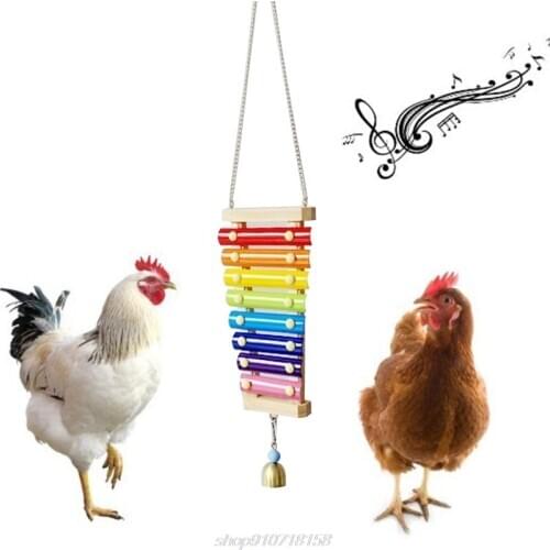 Hanging Chicken Sound Toys Suspensible Wooden Coop Decoration Hens Rooster Pecking Xylophone Toy F01 21 Dropship
