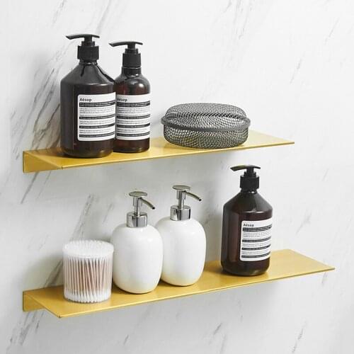 Bathroom Shelf Bath Storage Holder Towel Rack Brush Gold Aluminum Square Bath Shower Shelf Bath Shampoo Holder Bathroom Hardware