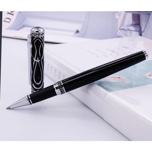 Duke Noble Ruby Matel Roller Pen with Smooth Refill , Sweet Heart Pattern Cap Ink Pen Business Office Home and School Supplies