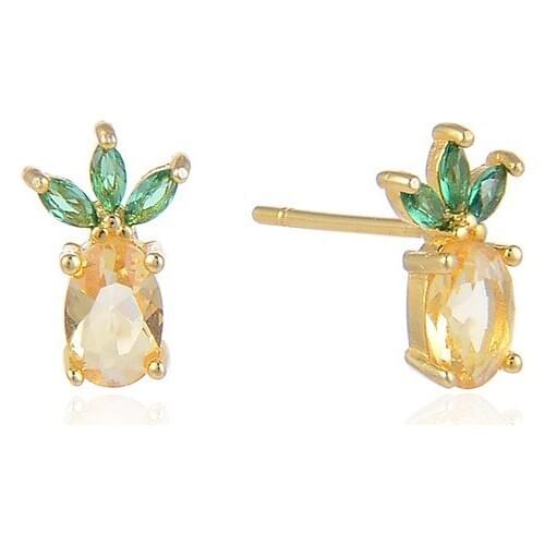 Ear Studs 925 Sterling Silver New Woman Fashion Jewelry High Quality Topaz Pineapple shape Earrings Girls birthday present