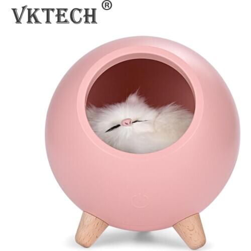 Sleeping Light Bedroom Bedside Table Lamp Home Decor Touch Dimming Night Light for Baby Bedside Cute Cats Charging Lamp