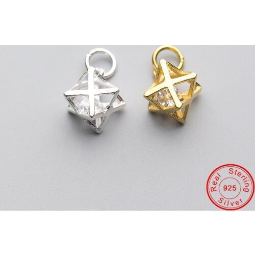 UQBing Micro-set Three-dimensional Hexagonal Round Zircon Pendant Charms Jewelry Making Findings