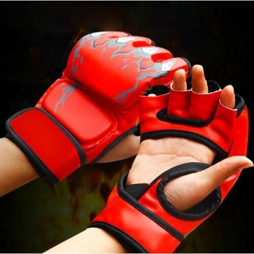 Adult MMA Boxing Sandbag Fight Combat Training Faux Leather Half Finger Gloves