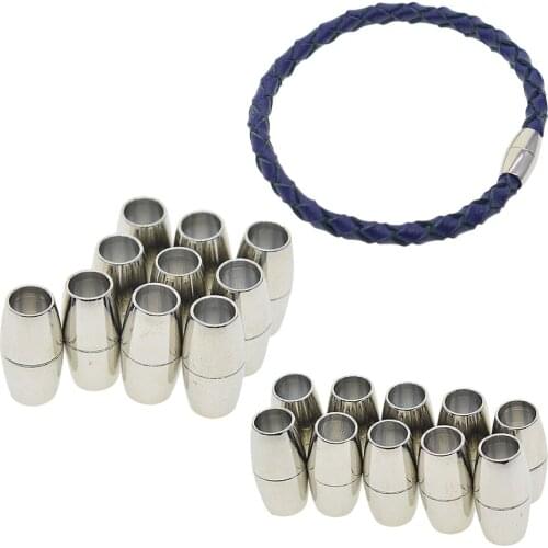 20 Pack Silver Color Colors Bracelet Clasp Findings For 5mm Round Leather Cord DIY Jewelry Making Magnetic Clasps Magnet Clasp
