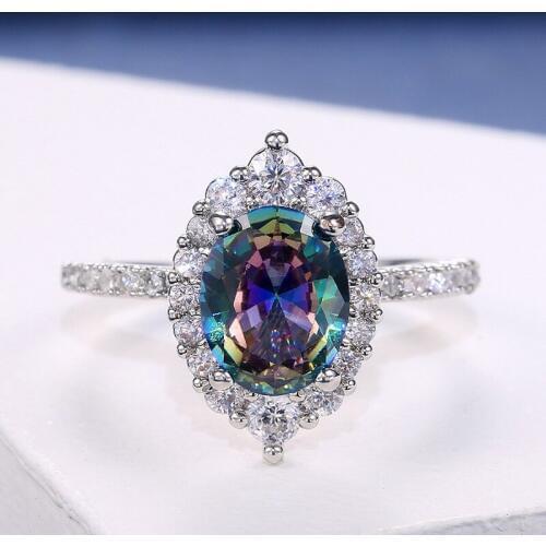 USTAR Color Cubic Zirconia women rings for wedding engagement jewelry shiny CZ crystals Heart rings female anel bijoux