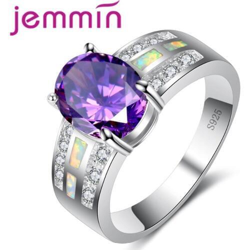 Mixed Color Fine 925 Sterling Silver Wedding Engagement Rings Retro Style White Fire Opal Finger Rings For Women Jewelry