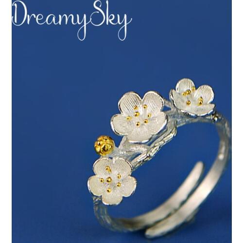 2019 Fashion Plum Flower Rings For Girls Christmas Gifts Adjustable Ring Luxury Jewelry Wholesale
