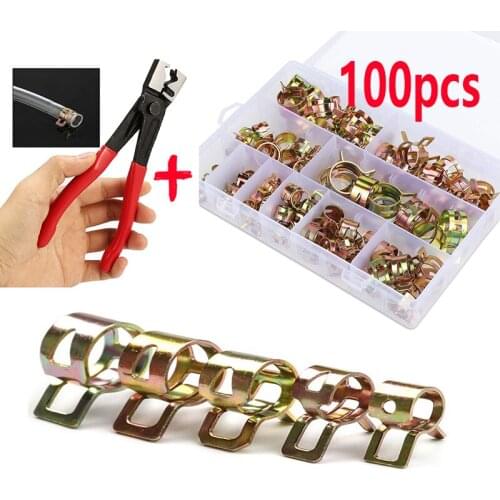 100 PCS of galvanized 6-22 mm spring hose clamps + 1 piece of hose clamp for the sorting kit of metal fasteners with clamps
