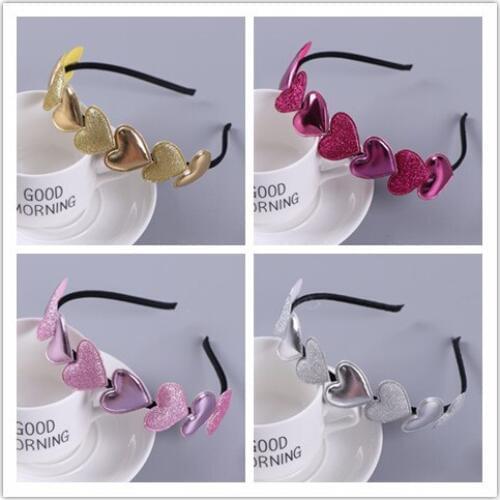 12pcs Fashion Cute Glitter Heart Hairbands Solid PU Leather Star Hair Sticks Princess Headwear Girls Hair Accessories