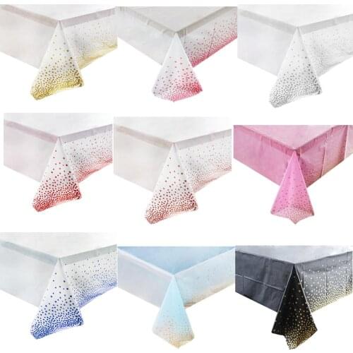 137*274cm Disposable Rose Gold dot pattern Tablecloth Birthday Party Supplies Gold Plastic Table Cloth Wedding Baby Shower Decor