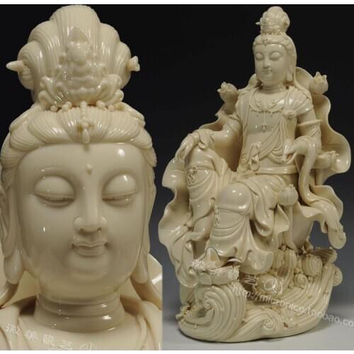 16 inch antique Avalokitesvara (the lotus seat) like crafts porcelain Buddha Buddhist Dehua ceramic ornaments
