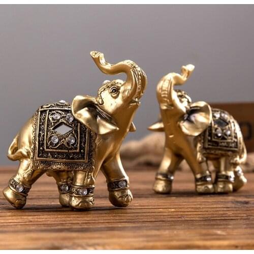 2x Lucky Elephant Statue Fengshui Elephants Sculpture Shopwindow Figurine