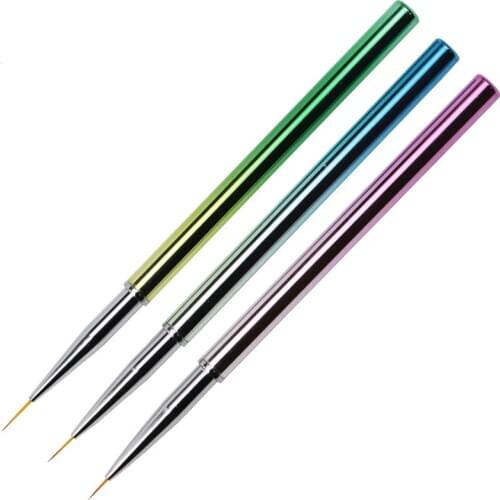 3Pcs Nail Art Brush Pen Plating Handle Liner Line Stripe Fish Flower Painting Drawing Manicure Acrylic Tools Tips Design