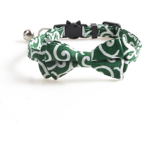 40PCS / LOT Pet Supplies Cat Button Collar BowTie Cat Collar With Bell Pet Necklace Adjustable Strap