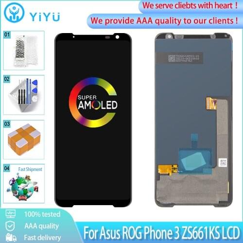 6.59" Orig AMOLED For Asus ROG Phone 3 ZS661KS I003DD LCD Touch Screen Digitizer Panel Assembly Replacement Display Parts+Tools