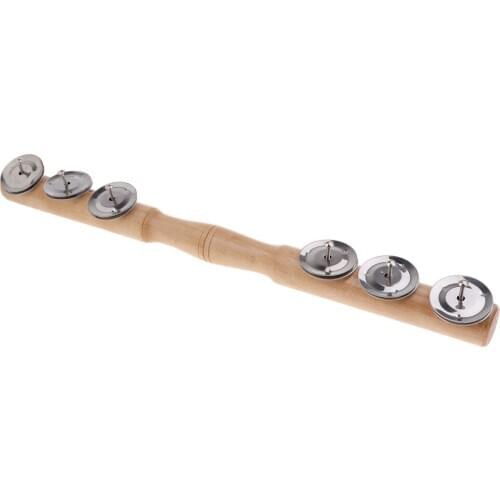 6 Bells Cymbals Wooden Hand Bell Toy Rhythm Toy for Children Education