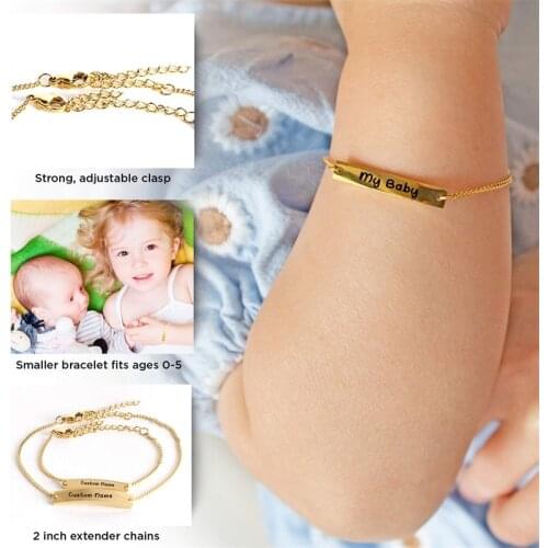 Custom Baby Name Bracelets for Child Personalized Stainless Steel Engraved Letter Adjustable Kids Link Chain Nameplate Jewelry