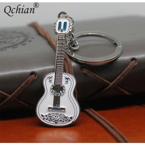 Movie Cocoes Keychain for men Miguel Guitar Model Key Chains Ring Holder for Kids