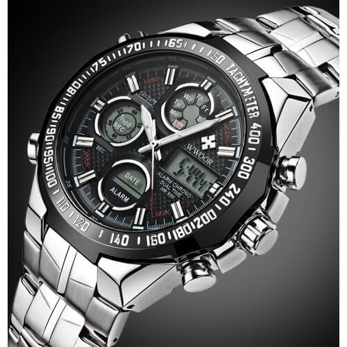 Mens Watch Top Brand Luxury Men Sports Quartz Watches LED Digital Full Steel Male Army Military waterproof Relogio Masculino