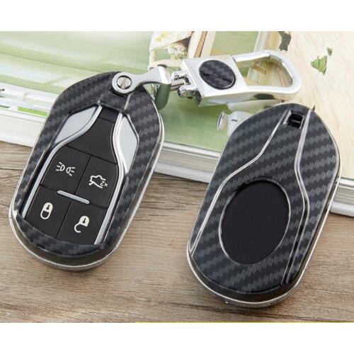 Car ABS Carbon Fiber KeyChain Cover Case Protect Shell For Maserati Ghibli GT GC Le Key Holder Protector Interior Accessories