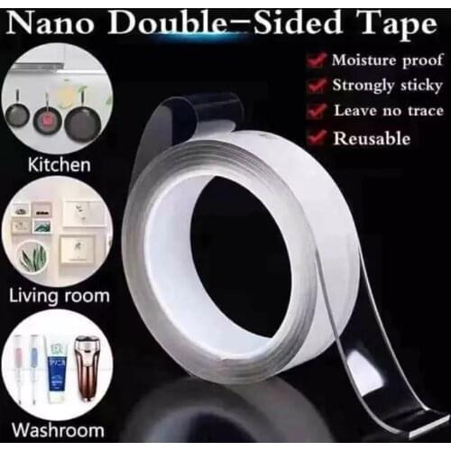 1M/2/3M Transparent Double Sided Tape Nano Self-Adhesive Tape No Trace Reusable Tape Glue Sticker for Car Kitchen Bathroom