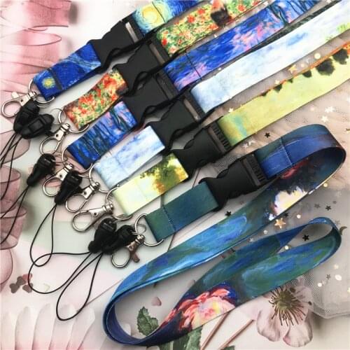 Graffiti Van Gogh painting art Lanyard Neck Key Strap for Phone Keys ID Card Cartoon Lanyards USB badge holder DIY Hang Rope