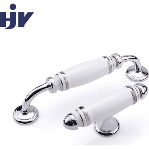 HJY White Ceramic Cabinet Cupboard Door Handle Drawer Knobs Classic Knob Pulls Furniture Zinc Alloy Hardware 2/3/5Pcs C24127