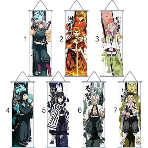Japanese Anime Demon Slayer Paintings Fabric Cloth Poster Wall Scroll Blade Of Demon Destruction Slayer
