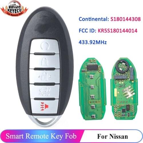 KEYECU Continental:S180144308 5 Button Smart Key Fob for Nissan Murano Pathfinder 2015 2016 2017 2018 FCC ID KR5S180144014