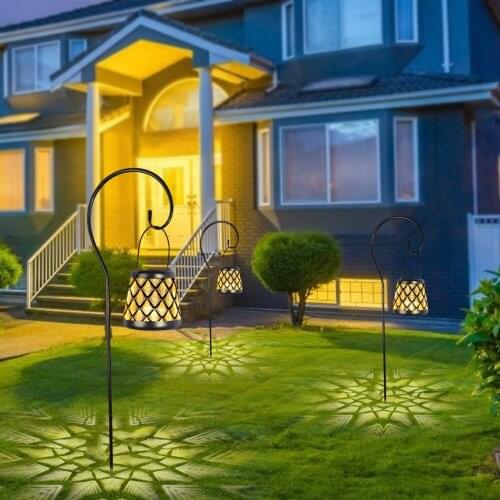 Wrought Iron Solar Powered Plug In Projection Hollow Out Lamp Outdoor Fairy Garden Art LED Shower Watering Can Light Decoration