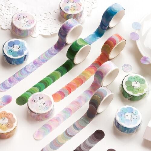 Morandi Color Dot Material Series Journal Washi Tape DIY Scrapbooking Sticker Label Small Fresh Color Circle Masking Tape