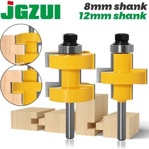 2pc 8mm 12mm Shank high quality Large Tongue & Groove Joint Assembly Router Bit Set 42mm Stock Wood Cutting Tool