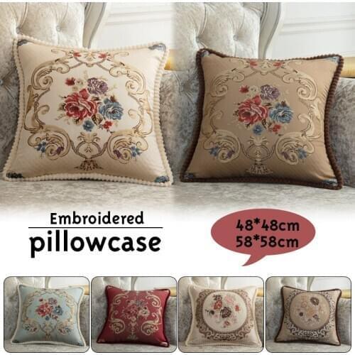 Embroidery Cushion Covers Luxury European Style Jacquard Throw Pillowcase For Car Living Office Bedroom Home Decoration
