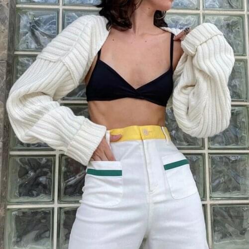 2021NEW Fashion Women Street Beat Bat Sleeve Shawl Cardigan Womens Short Knitted Long Sleeve Sweater Tops Womens X642