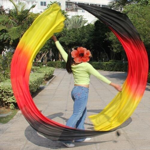 New Arrival 1pair Belly Dance 100% Silk Veil Poi for Women Sexy Stage Performance Props Silk Veils Poi belly dance accessory