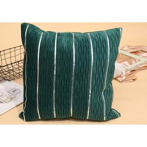 Solid Color Throw Pillowcase Cushions Ripple Pleat Sofa Cushion Cover for Living Room Silver Strips Pillowcase Office Home Decor