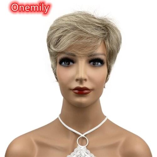 Onemily Short Straight Fluffy Heat Resistant Synthetic Wigs for Women Girls Cosplay Theme Party Evening Out Dating Fun