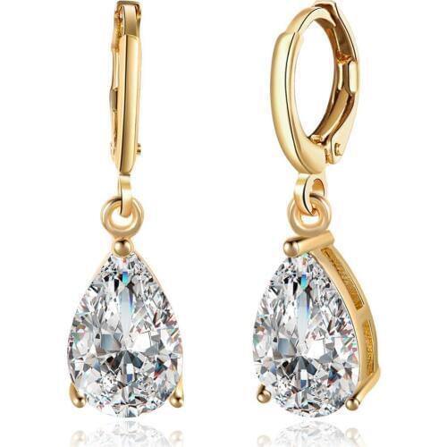 Wholesales 1 Pair Fashion Women Stylish Gold / Silver Color water drop Crystal Earrings Women Girl Jewelry Pendante Femme