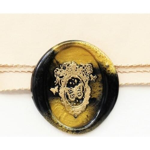 Butterfly on the Mirror Seal Stamp,Floral Wax Seal Stamp Kit,gift packing seal,Parry wax seal stamp,Oval shape stamp
