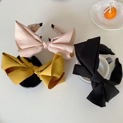 Big bow headbands fashion hair accessories womens solid color fabric wide-edge temperament hairband hair band headwear