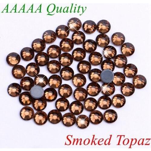AAAAA Luxury Hotfix Rhinestone Smoked Topaz SS6 SS10 SS16 SS20 Glass Crystals Flatback Iron On Diamond