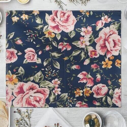 Placemat Table Mat Hand Painted Flower Printed For Tables Heat-insulation Linen Kitchen Dining Pads