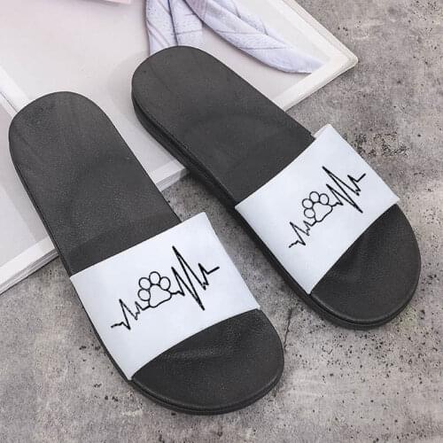 Shoes Women Slippers dog paw Pattern Cartoon House Slippers Flip Flops beach Slides Non-slip Sandals slipper Female shoes 2021