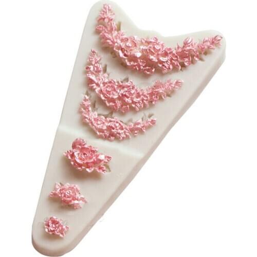 3D Little Flower Silicone Mold Fondant Cake Decor Tool Chocolate Fence Shaped Mold Kitchen Cake Tools