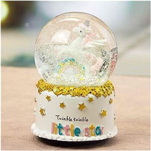 Snow Globe Twinkle Unicorn Musical Luminous Big size Glass Globe