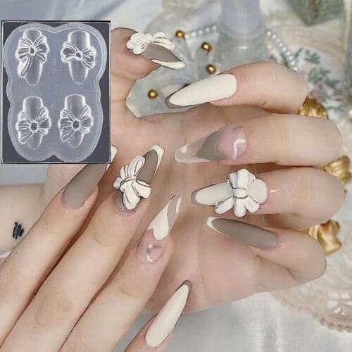 1bag Different Shape Nail Rhinestones 3D Bear Butterfly Bow Tie Silicone Mould UV Gel Filling Nail Art Decoration Charm Manicure