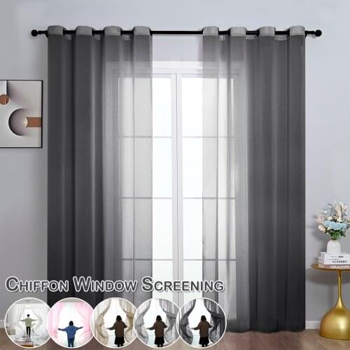 Tulle Sheer Curtains For Living Room Solid Colour Gauze Drap Voile Curtain Chiffon Window Screening Bedroom Home Decorations D30