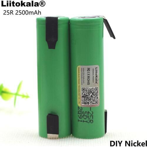 Liitokala New Original 18650 2500mAh battery INR1865025R 3.6V discharge 20A dedicated Power batteries + DIY Nickel sheet