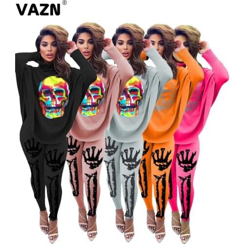 VAZN 2020 Graffiti Pattern Harajuku Loose Tassel Full Sleeve Women Casual High Street Set Holiday Women Young Energetic Set